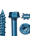 Close-up of Beefy Combo Pack Of Star Drive Hex Washer Head Masonry Screws With 50 Pieces Including Driver Bit And Masonry Drill Bit