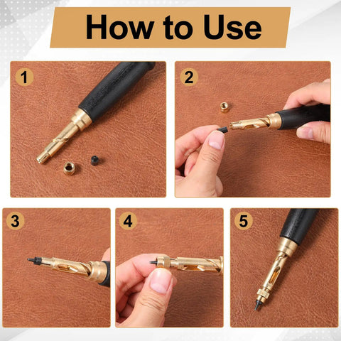 Adjustable Belt Hole Punch Tool With Wooden Handle Dope Precision Built Automatic Screw Puncher Leather Belt Punch Kit assembly steps.