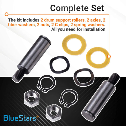 Dryer Drum Roller Kit 12001541 303373K Replacement For Maytag Crosley JennAir Dryers Easy Install DIY Friendly Includes axles, washers, nuts.