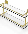 Prestige Regal Double Gallery Rail Glass Shelf 22 Inch In Polished Brass With Tempered Glass Concealed Mounting Solid Brass Hardware