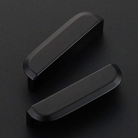 Top Shelf Heavy Duty 3 Inch Matte Black Cabinet Pulls 10 Pack, sleek modern drawer handles viewed from above.