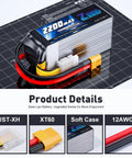 6S 2200mAh LiPo Battery 22.2V 120C High Discharge For RC Models Dual Pack With XT60 Connector Soft Case