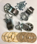 Set of 4 Heavy Duty Upright Piano Casters With Cast Iron Wheels, Shims, Screws And Illustrated Instructions shown.