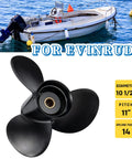 10.5 Inch Diameter 11 Pitch Aluminum Outboard Boat Propeller With 14 Spline Hub Right Hand Rotation For BRP Johnson EVINRUDE OMC Stern Drive 15 35HP OEM Upgrade No Brainer For Better Acceleration And Top Speed displayed with boat on water