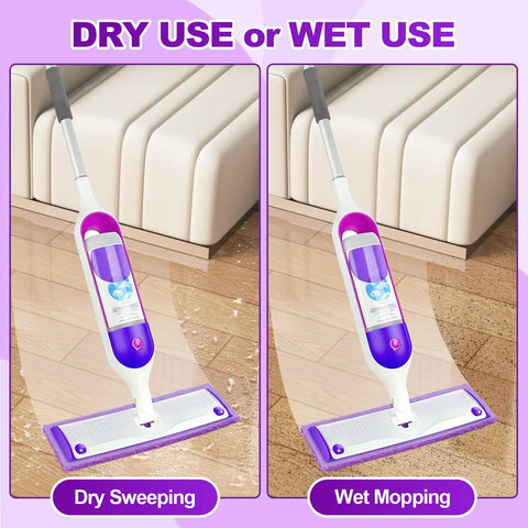 Microfiber Mop Pads For Swiffer PowerMop And 13 To 15 Inch Mops 10 Pack Reusable Wet And Dry Cleaning Pads For Dust Pet Hair And Sticky Spills Easy Attach And Quick Switch showing dry sweeping and wet mopping on wood floor