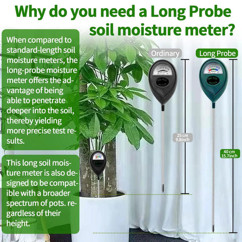 Extended Long Probe Soil Moisture Meter For Deep Pots And Garden Beds No Battery Needed Plant Water Meter And Hygrometer For Indoor Outdoor Care Precise Moisture Sensor To Keep Your Plants Healthy Plant Parent Approved, 40 cm probe