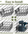 4 Pack Heavy Duty Slatwall Baskets Set For Garage And Shop Organization, Metal Slat Wall Storage Bins, Installed Front View