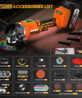 Cordless Angle Grinder With 20V Max Battery Compatibility, 3 Variable Speed, Pro Grade Brushless Motor With LED