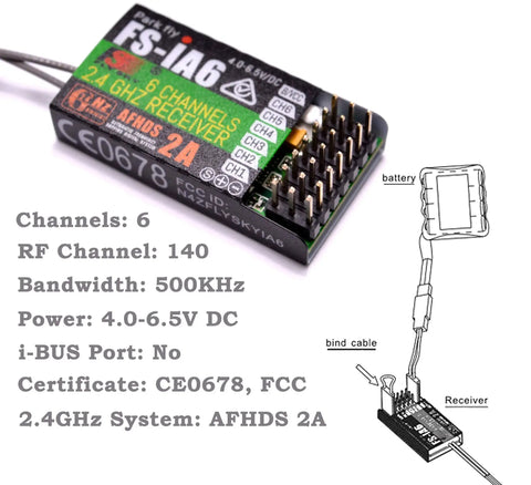 IA6 Receiver 2.4G 6CH RC Receiver With Dual Antennas For I4 I6 I10 GT2E GT2F GT2G Transmitters RC210 Compact Design