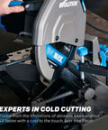 Pro Grade 14 Inch Cold Cut Miter Chop Saw cuts steel with precision, featuring cermet disc and adjustable clamp for stability.