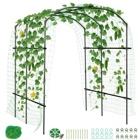 Metal Core Garden Arch Trellis For Climbing Plants Outdoor 87 Inch Tall 71 Inch Long 75 Inch Wide Archway Tunnel Plant Support shown