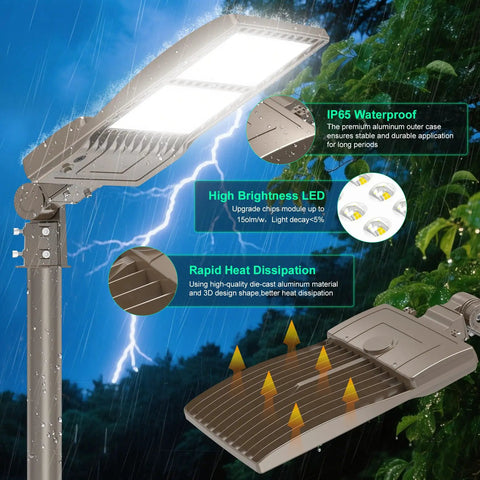 Beefy 400W LED Parking Lot Light With 60,000 Lumens IP65 DLC UL Listed Stadium Flood Beam 5000K 100 277V Slip Fitter Outdoor Pole Light