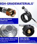 8 Ft QCC1 Propane Regulator And Adapter Hose with solid brass connector and metal regulator for LP gas grills and heaters.