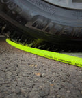 Hybrid Air Hose Three Eighths Inch By Ten Feet Lead In With One Quarter Inch Quick Connect Couplers Flexible Kink Resistant Heavy Duty Pneumatic Hose Kit Industrial Quick Disconnect And Plug Set Green under car wheel on pavement