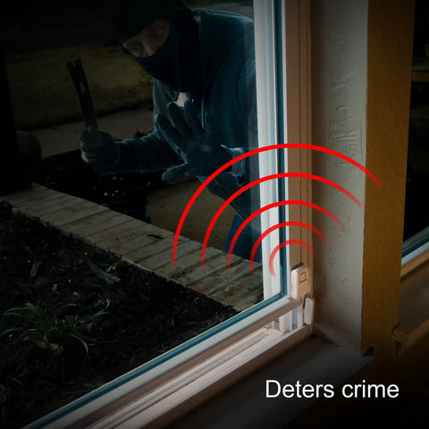 12 Pack Window And Door Alarm System With 120dB Siren Magnetic Sensor Wireless Chime installed on window detects intruder outside
