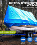 Built Tough Heavy Duty Poly Tarp 20x30ft Waterproof Weatherproof Cover With Grommets Every 3Ft on boat for outdoor protection