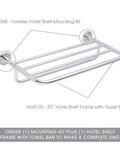 Hotelier Chrome Shelf Frame And Towel Bar 24 Inch Polished Chrome Finish Canterbury Series Wall Mount Bath Accessory For Hotels And Homes Sleek Modern Vibe Mounting Kit Sold Separately, side view