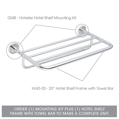 Hotelier Chrome Shelf Frame And Towel Bar 24 Inch Polished Chrome Finish Canterbury Series Wall Mount Bath Accessory For Hotels And Homes Sleek Modern Vibe Mounting Kit Sold Separately, side view
