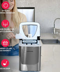 Portable Stainless Steel Countertop Ice Maker Machine That Whips Up To 26 Pounds Of Fast Freezing Cubes Daily with stylish viewing window