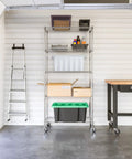 Beefy Heavy Duty NSF Solid Steel Wire Rack With 5 Adjustable Shelves 36 By 18 Inches, 75 Inch Tall Storage Unit in a garage.