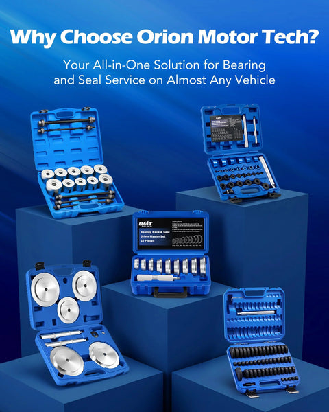 52-In-1 Universal Bushing Driver Kit With 50 Interchangeable Discs For Bearing Race And Seal Installer displayed in blue cases