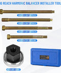 Long Reach Crank Pulley Installation Tool Set with 4 adapters and nut bearing for harmonic balancer and underdrive dampers
