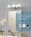 Kolt Modern Vanity Bath Lighting 3 Light LED Fixture in polished chrome above bathroom sink with mirror.
