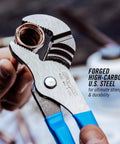 Person using Tongue And Groove Pliers 426 Straight Jaw 0.87 Inch Jaw Heat Treated Teeth 6.5 Inch Length Made In USA Permalock.