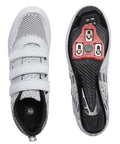 Road Bike And Indoor Cycling Shoes With Preinstalled Delta Cleats For Men Women, 3 Straps, Unisex Size 5.5 Gray, Top View