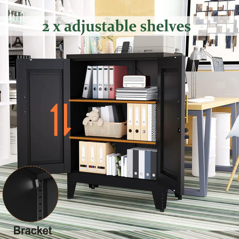 Built Tough Black Metal Storage Cabinet 36 Inch Tall Locking Unit With Adjustable Shelves And Three Flexible Storage Zones Slick No Hassle Setup Ultimate Garage And Closet Upgrade