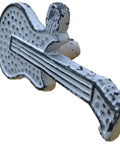 3 Inch Guitar Style Pull Handle for Cabinets, Drawers, Gates, Decorative Wrought Iron Knob in Black White Finish, side view