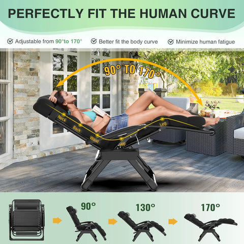 Oversized Zero Gravity Chair for Outdoors And Indoors, 33 Inch XXL Recliner with Removable Cushion and Headrest on patio