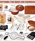 All In One Sourdough Starter Kit With Enamel Cast Iron Pot Complete Supplies and Tools for Home Bakers