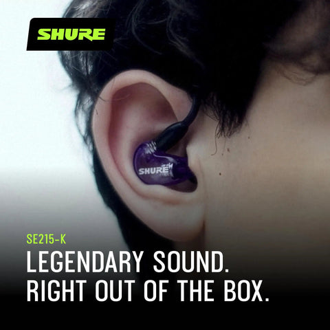 Person wearing SE215 Pro Wired Earbuds For Pros Sound Isolating Earphones With Crystal Clear Highs And Deep Bass Secure In-Ear Fit