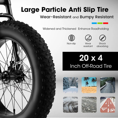 Fat Tire Kids Mountain Bike With 20X4 Inch Fat Tires Dual Disc Brakes Front Suspension 7 Speed All Terrain Ride image
