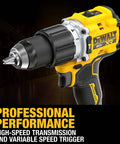 Pro Grade Brushless Cordless Hammer Drill Kit Paired With Half Inch Chuck And Five Amp Hour Battery Plus Lightning Charger close-up of the chuck.