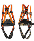 Front and back view of Warthog MAXX Side D-Ring Fall Protection Safety Harness With Removable Safety Belt, X-Small, OSHA ANSI Compliant