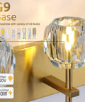 Close-up of G9 bulb base in 4 Light Crystal Bathroom Vanity Light Fixture Over Mirror With Gold Chrome Finish And Round Shade Wall Sconce