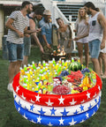 Patriotic Inflatable Cooler For Pool Parties With Big Ol 130 Plus Can Capacity, Giant Red White And Blue Flag Drink Cooler