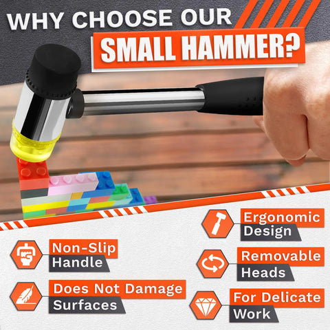 Go To Lightweight Double Sided Rubber Mallet Hammer With Plastic Head And Stainless Steel Non Slip Ergonomic Grip in use