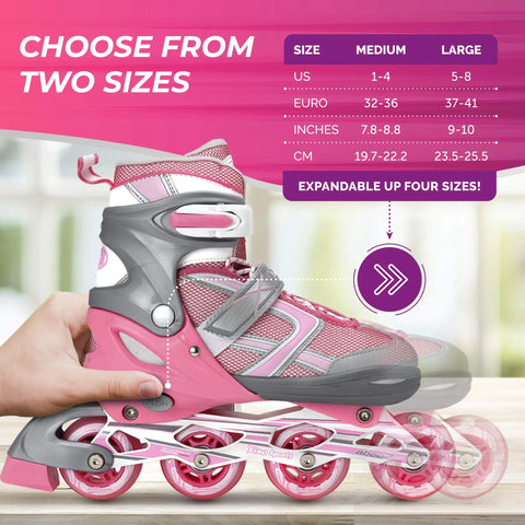 Adjustable Inline Skates For Girls With Illuminating Front Wheels Built For Cool Easy Learning Ride Comfortable And Durable Rollerblades