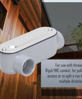 2 Inch LR Type Threaded Conduit Body With Die Cast Aluminum Body And Stamped Steel Cover, Gray Finish, Installed Outdoors