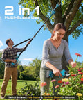 People using 2-In-1 Pole Pruning Shears With 1.6 Inch Cutting Diameter Cordless Electric Pruner in garden