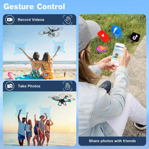 Beginner Friendly Drone With 1080P Camera And Remote Control Quadcopter showcasing gesture control features for easy photos