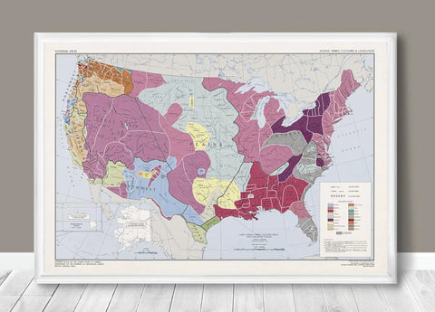 Native American Tribes Map 23 By 34 Inches Unframed With Languages And Cultures For Classroom Decor Geography Wall Art