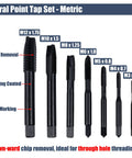7 Piece Nitriding Coated Spiral Point Tap Set M3 To M12 For Aluminum Stainless Steel And More Pro Grade Ideal For Through Hole Tapping