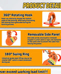 Snatch Block With Hook 2 Ton WLL For 3/8 Inch Wire Rope Heavy Duty Winch Pulley For Rollback Wrecker Car Hauler Tow Truck Accessories Light Orange Durable Construction For Tough Jobs, orange snatch block with hook and rotating ring