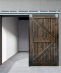 Exterior Sliding Barn Door Hardware Kit With 12 Ft Galvanized Steel Box Track Heavy Duty Wall Mount System For Outdoor Use