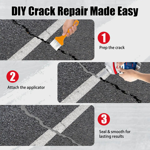 Step-by-step guide using Fast Curing Concrete Crack Filler Sealant Waterproof Caulk For Driveways, Sidewalks, Walls And Foundations.