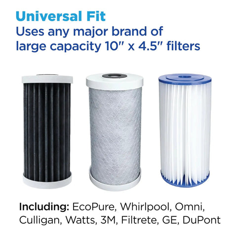 Universal fit large capacity 10" x 4.5" water filters for heavy duty universal large capacity whole house water filter housing